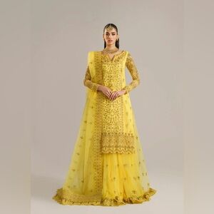 Elegant Yellow Embroidered Women's Dress